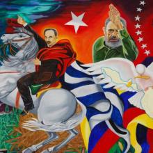 «Nuestra América sigue apostando por la integración», transmitió en un mensaje Díaz-Canel, en ocasión de la cumbre del ALBA-TCP. Pintura Expuesta en la Cátedra José Martí de la Universidad de San Carlos de Guatemala
