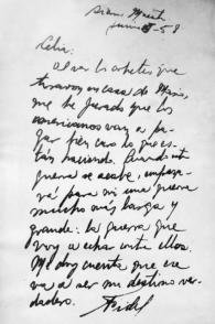 Carta de Fidel a Celia Sánchez.