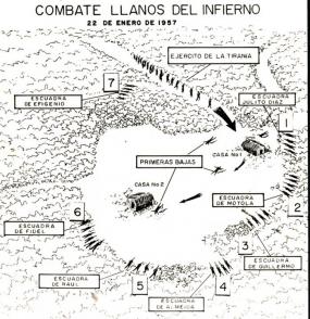 Croquis del Combate Llanos del Infierno, 22 de enero de 1957.