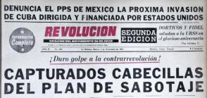 La portada del periódico Revolución del día 7 de noviembre de 1961 daba a conocer los detalles de la operación desmantelada. Foto: Jorge Luis González