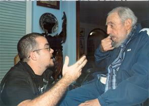 Fidel Castro y Randy Perdomo, presidente de la FEU