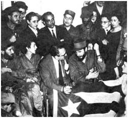 En el Palacio Presidencial que ahora sí es la casa del pueblo, el primer magistrado recibe a Fidel Castro. Allí está también Celia Sánchez cuyo nombre es todo un símbolo. Y presidiendo el grupo, una bandera cubana, representación suprema de la patria por la que ellos tanto hicieron